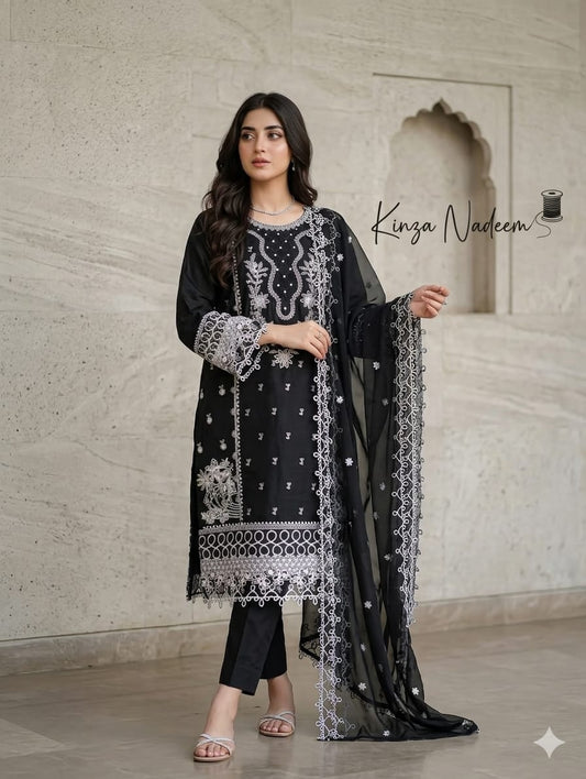 Noir Elara — 3Pc Embroidered Chiffon Suit Kinza Nadeem