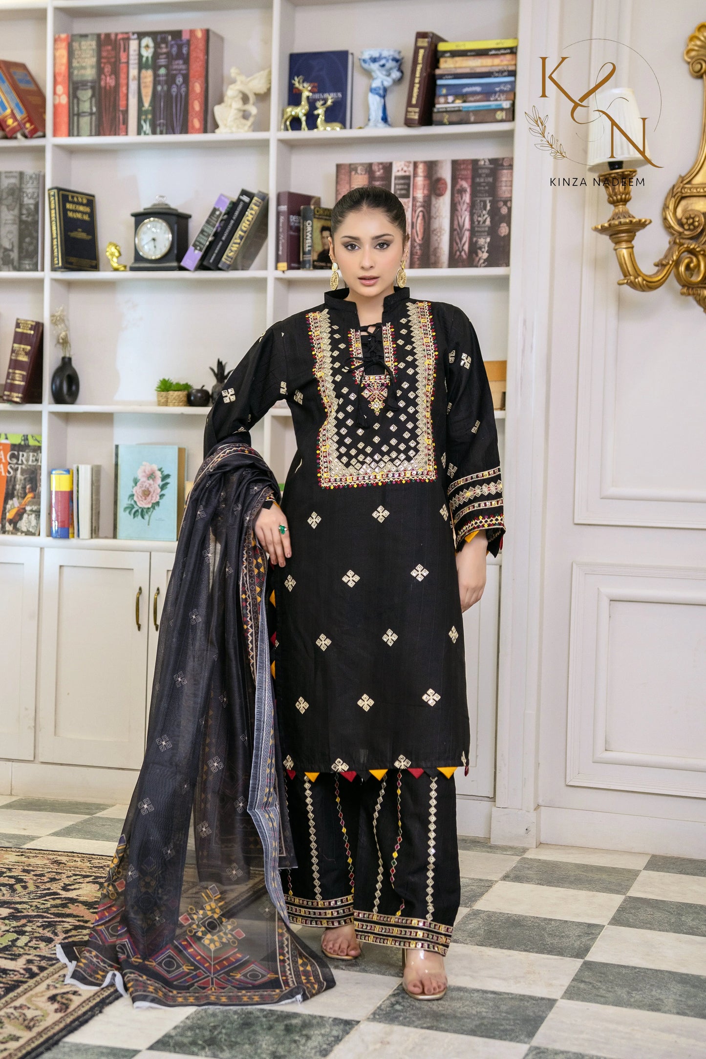 Midnight Flora 3PC Kinza Nadeem