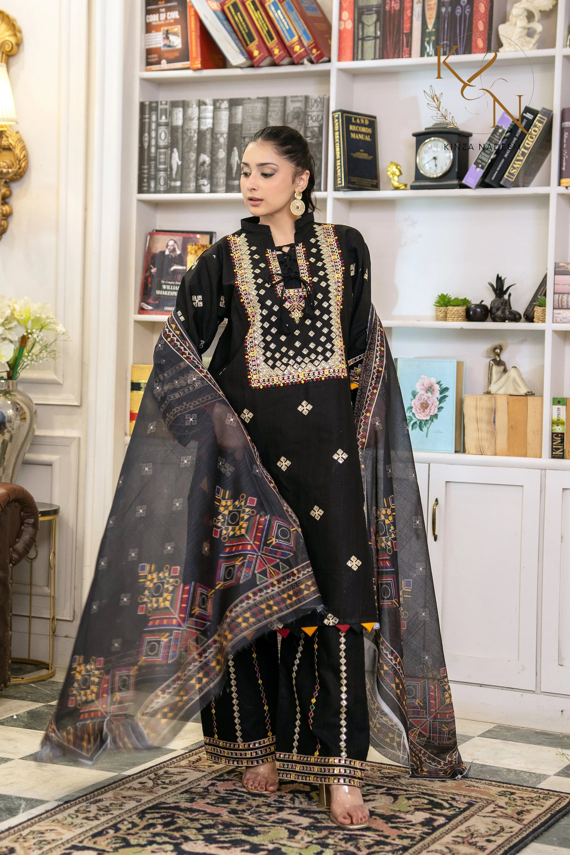 Midnight Flora 3PC Kinza Nadeem