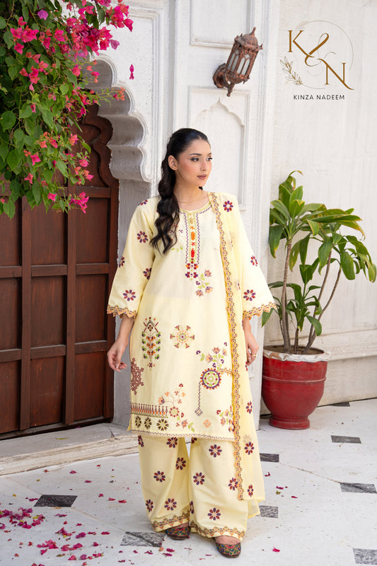 Ivory Bloom 3PC Kinza Nadeem