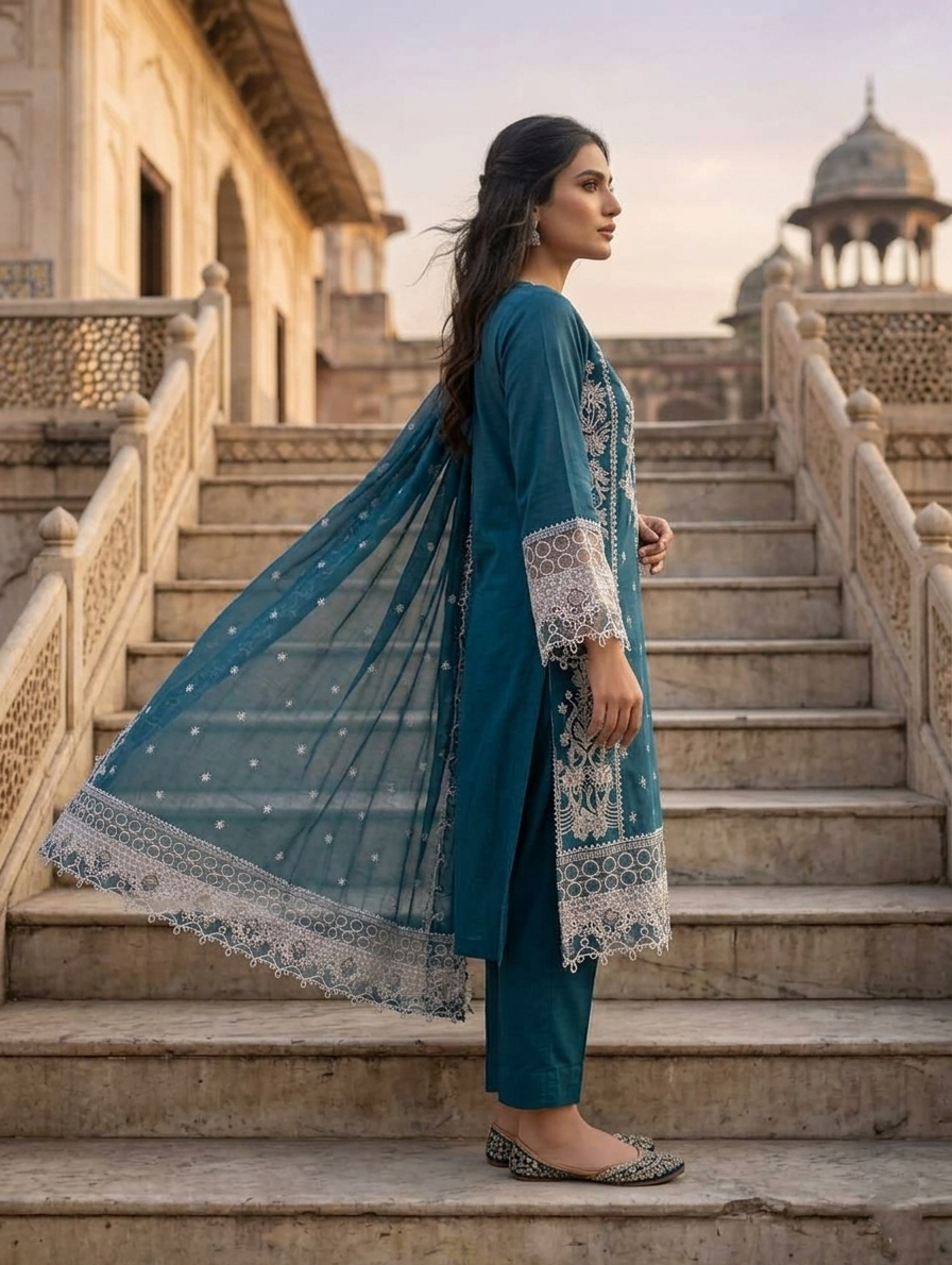 Zarmin — 3Pc Embroidered Chiffon Suit Kinza Nadeem
