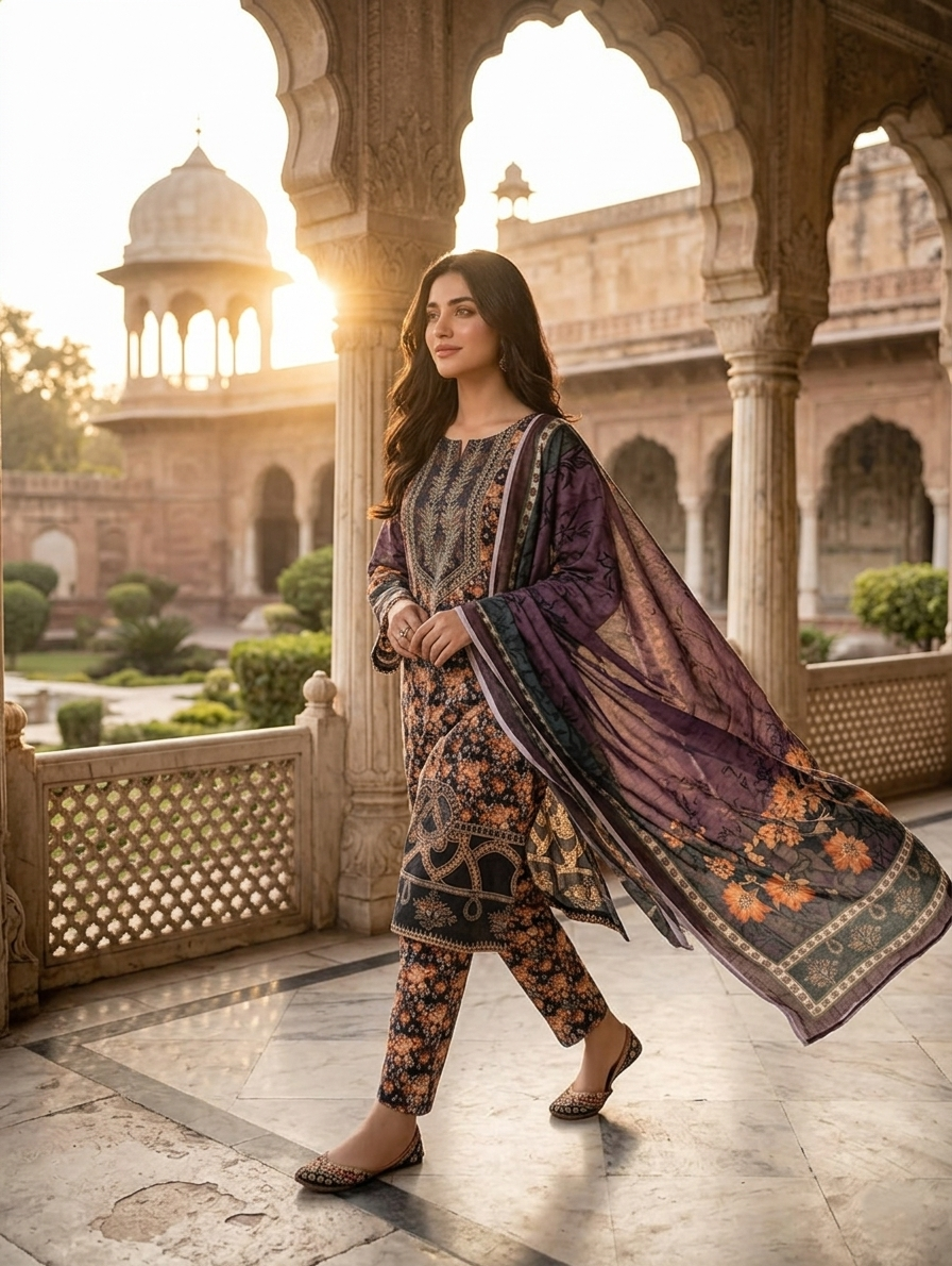 Mehrun — 3Pc Printed Lawn Suit Kinza Nadeem