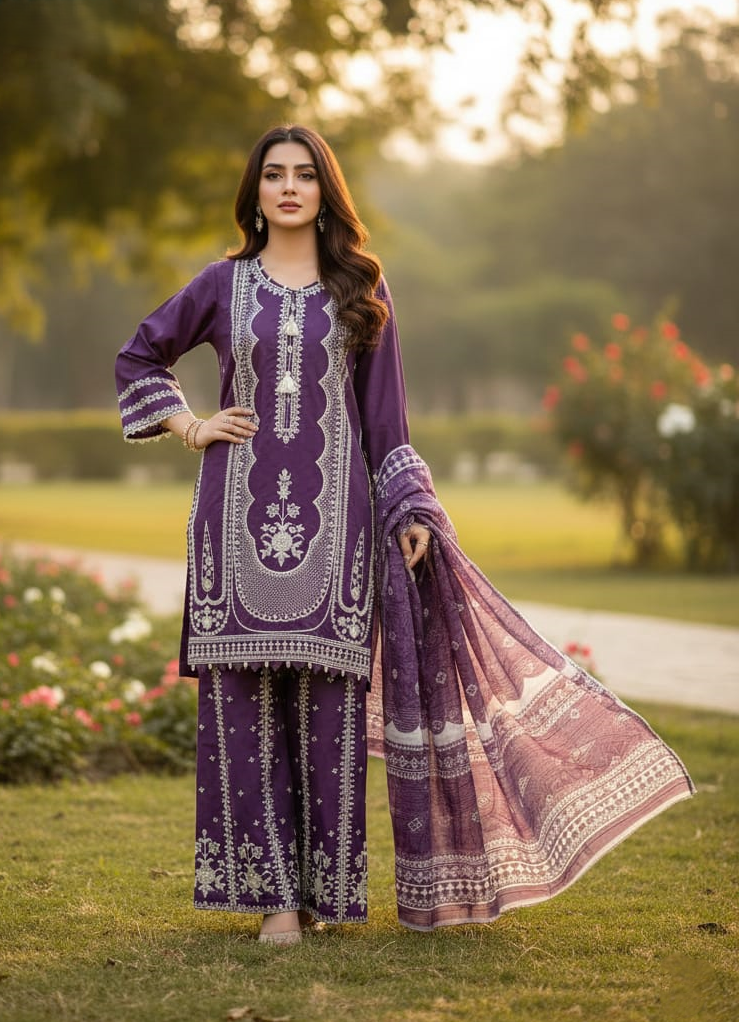 Sahar — 3Pc Embroidered Lawn Suit Kinza Nadeem