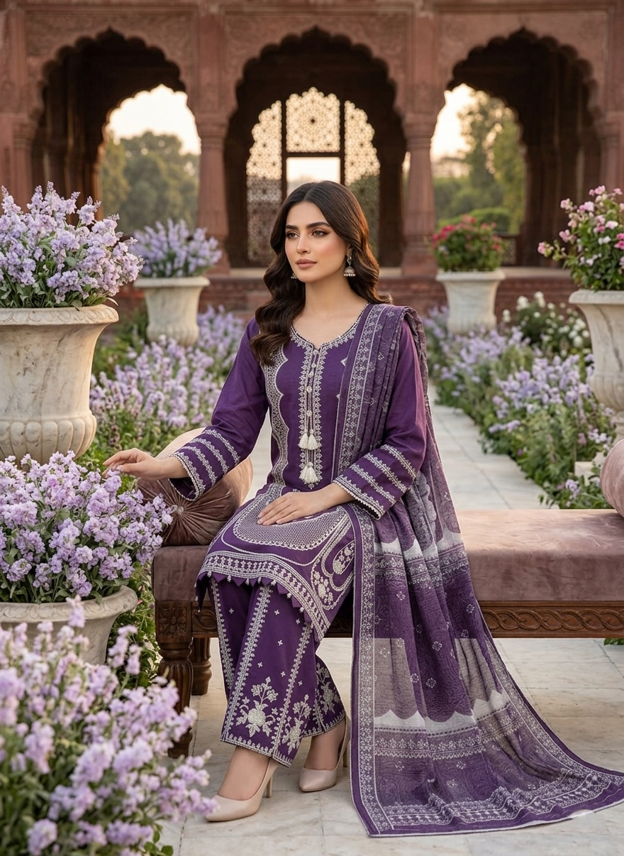 Sahar — 3Pc Embroidered Lawn Suit Kinza Nadeem