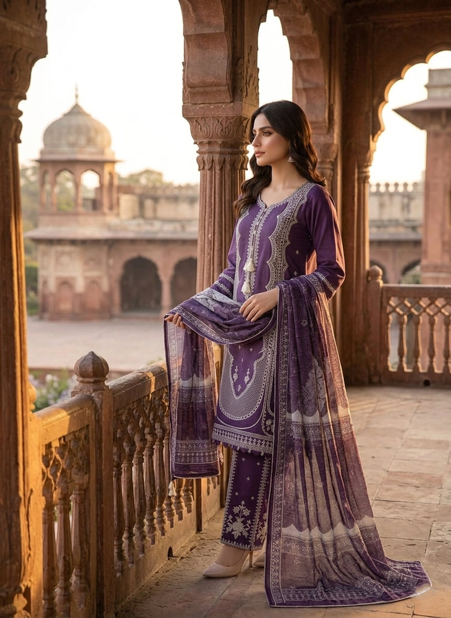 Sahar — 3Pc Embroidered Lawn Suit Kinza Nadeem