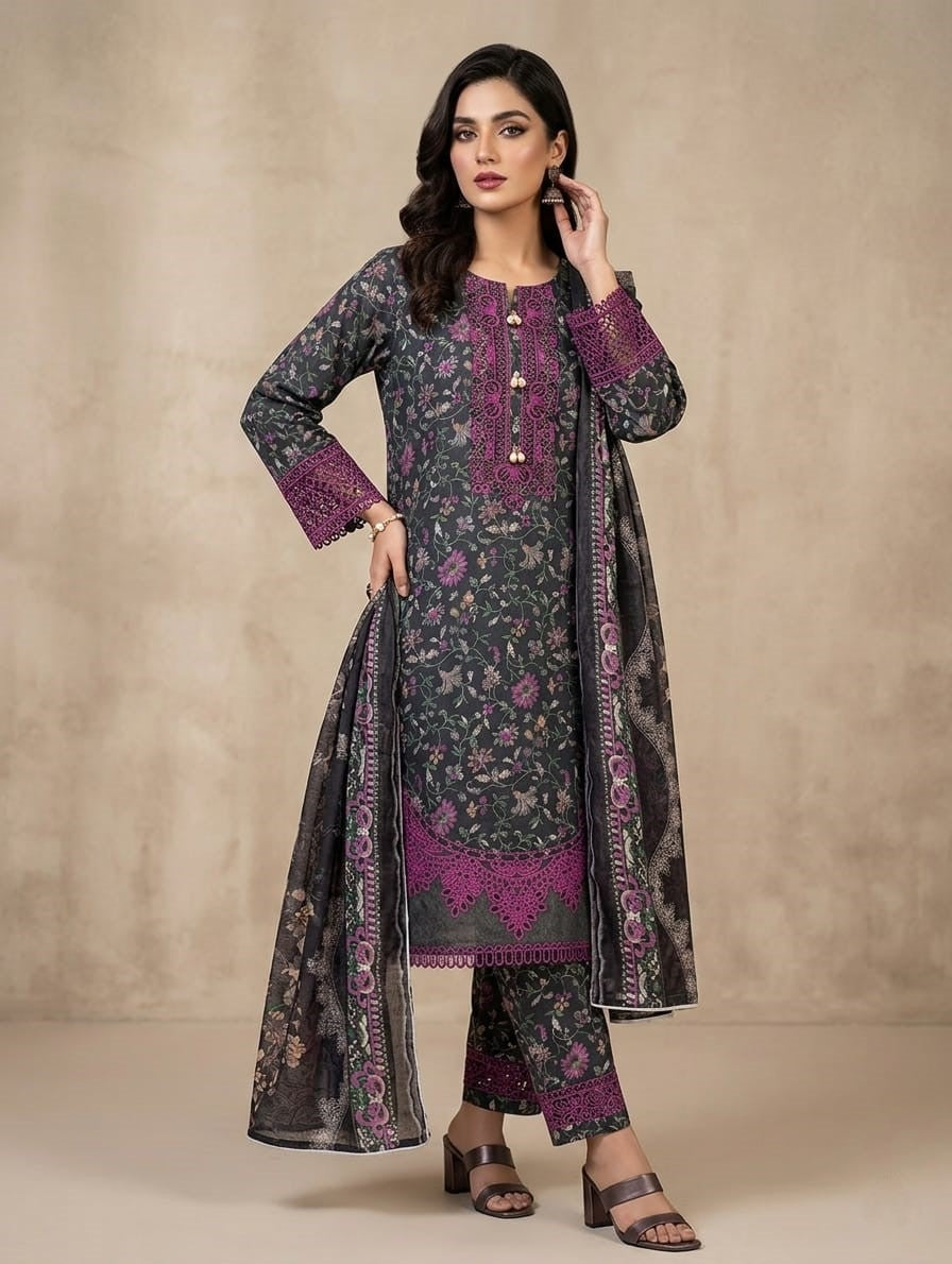 Abeer — 3Pc Printed Lawn Suit Kinza Nadeem