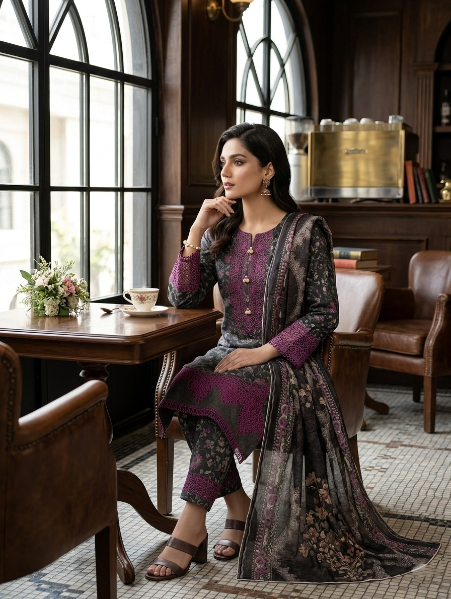 Abeer — 3Pc Printed Lawn Suit Kinza Nadeem