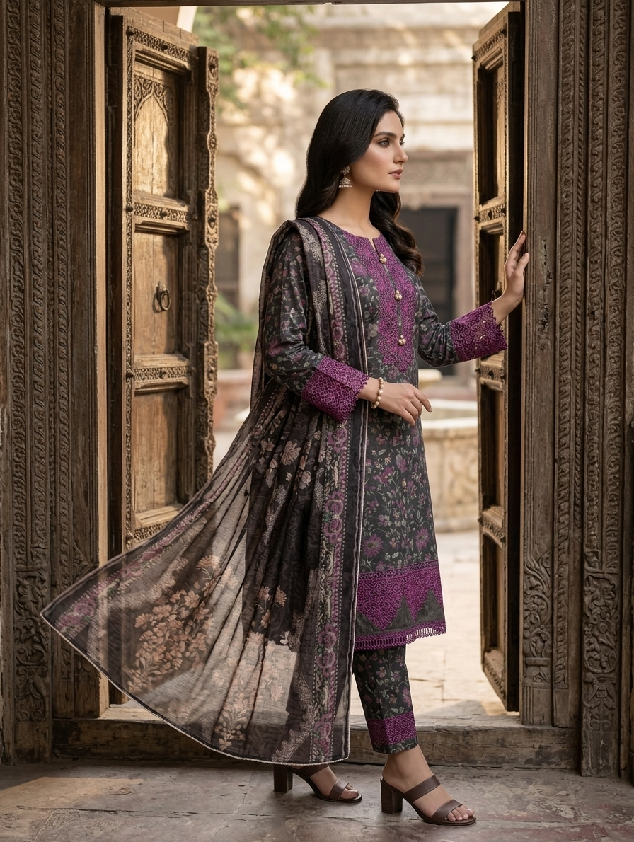 Abeer — 3Pc Printed Lawn Suit Kinza Nadeem