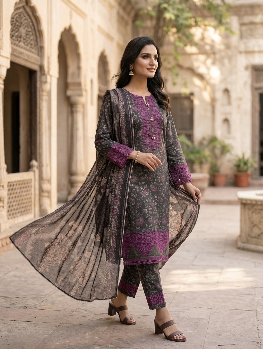 Abeer — 3Pc Printed Lawn Suit Kinza Nadeem