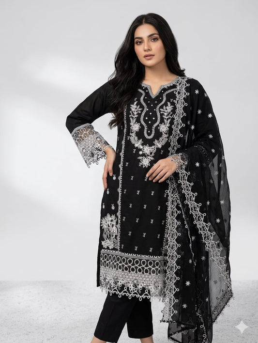 Noir Elara — 3Pc Embroidered Chiffon Suit Kinza Nadeem
