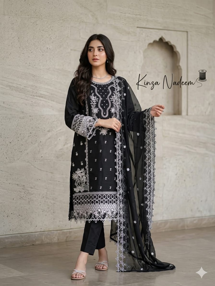 Noir Elara — 3Pc Embroidered Chiffon Suit Kinza Nadeem