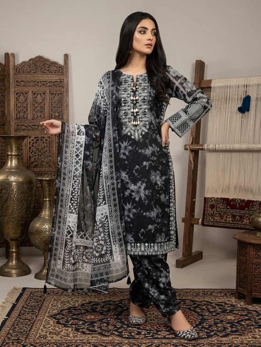 Zimal — 3Pc Printed Lawn Suit Kinza Nadeem