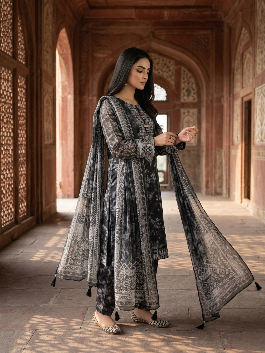 Zimal — 3Pc Printed Lawn Suit Kinza Nadeem