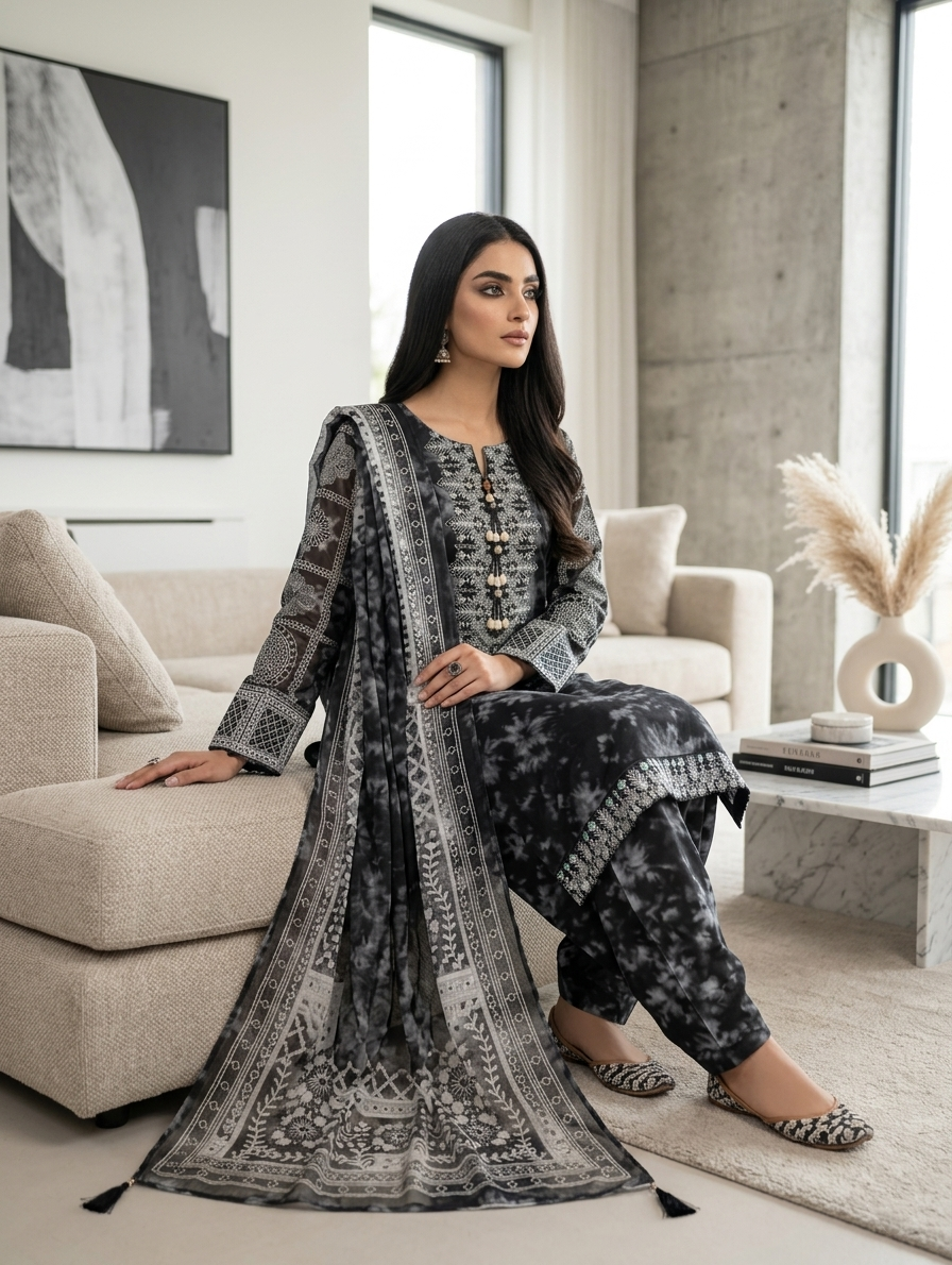 Zimal — 3Pc Printed Lawn Suit Kinza Nadeem