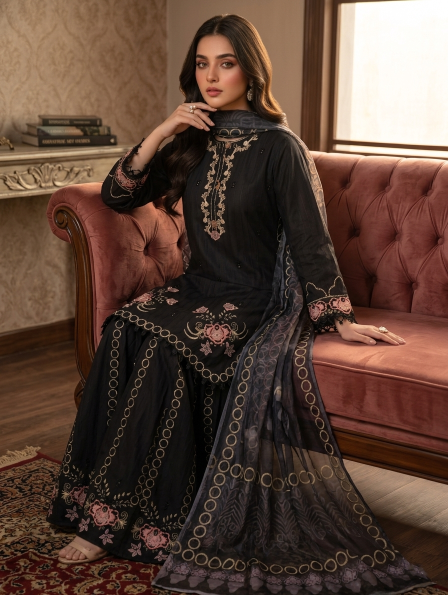 Mahveen — 3Pc Embroidered Luxury Suit Kinza Nadeem