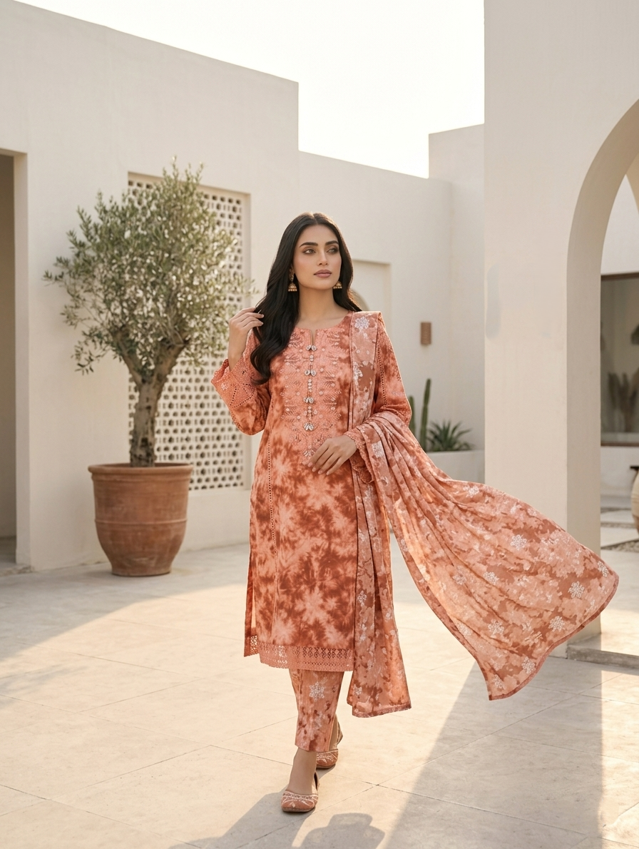 Eshal — 3Pc Printed Lawn Suit Kinza Nadeem