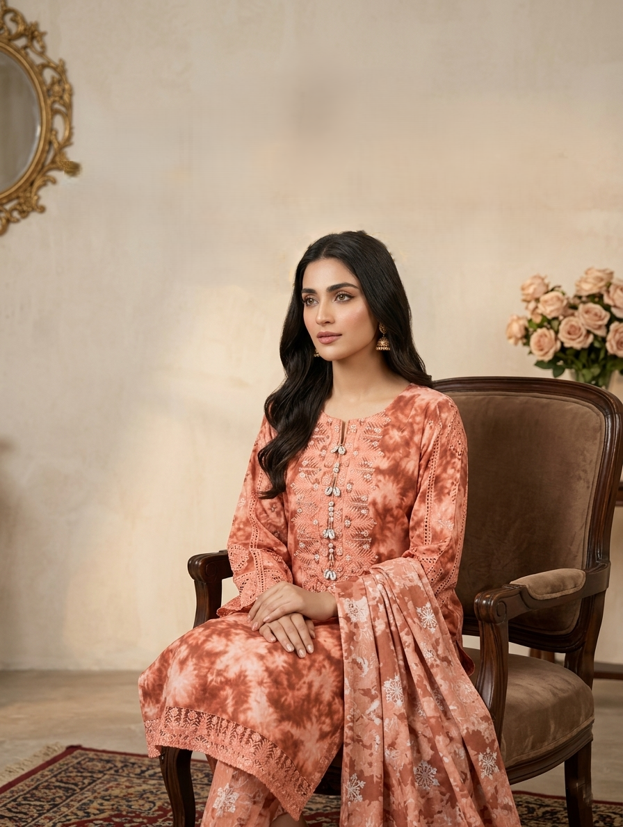 Eshal — 3Pc Printed Lawn Suit Kinza Nadeem