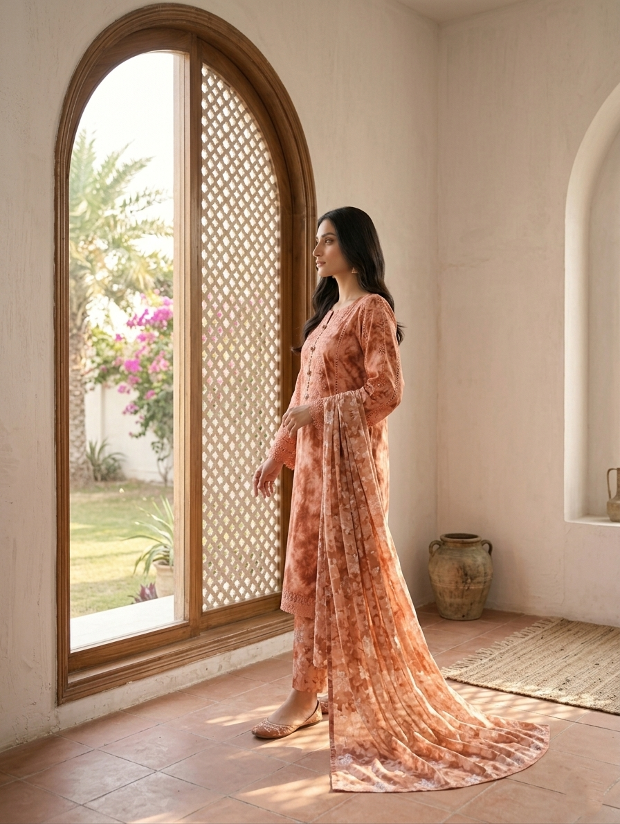 Eshal — 3Pc Printed Lawn Suit Kinza Nadeem
