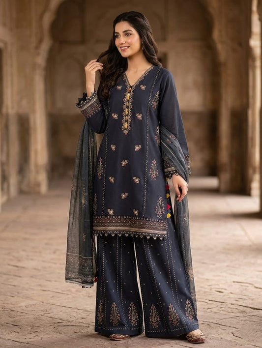 Serene Noor — 3Pc Embroidered Suit Kinza Nadeem