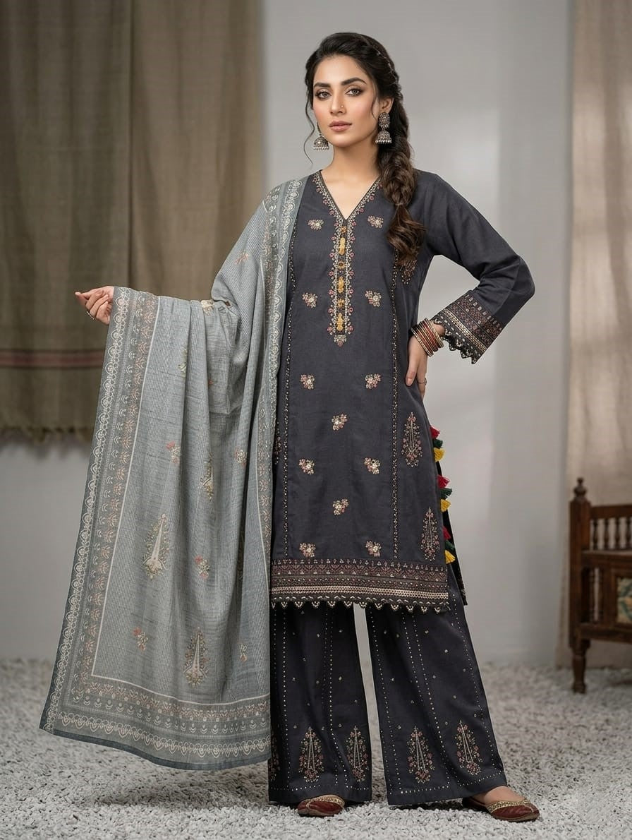 Serene Noor — 3Pc Embroidered Suit Kinza Nadeem