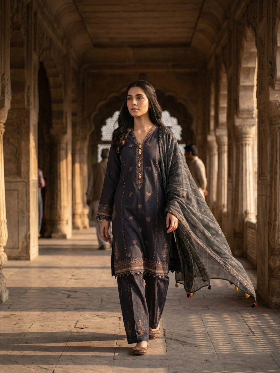 Serene Noor — 3Pc Embroidered Suit Kinza Nadeem