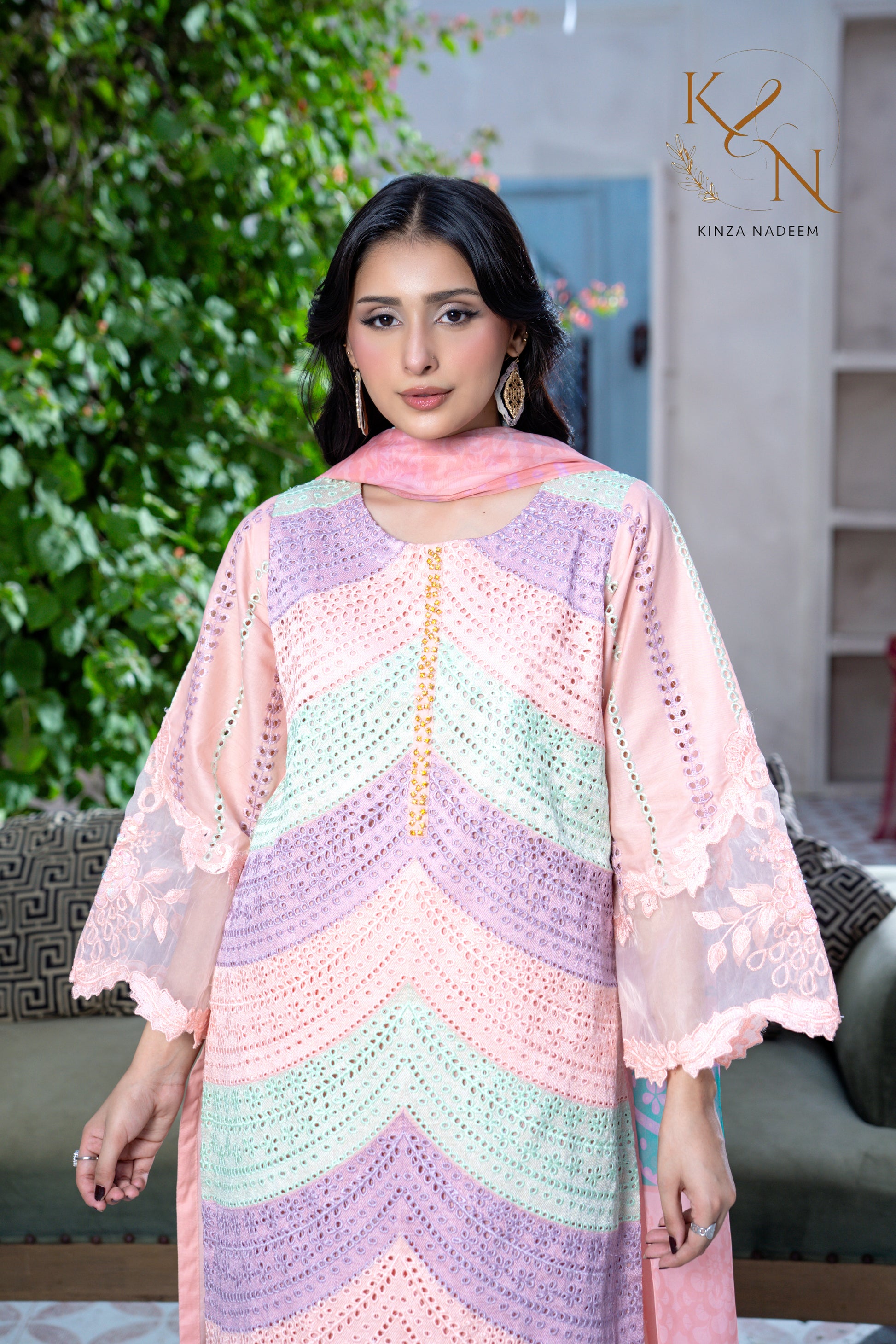 Blush Noir — 3Pc Embroidered Suit Kinza Nadeem