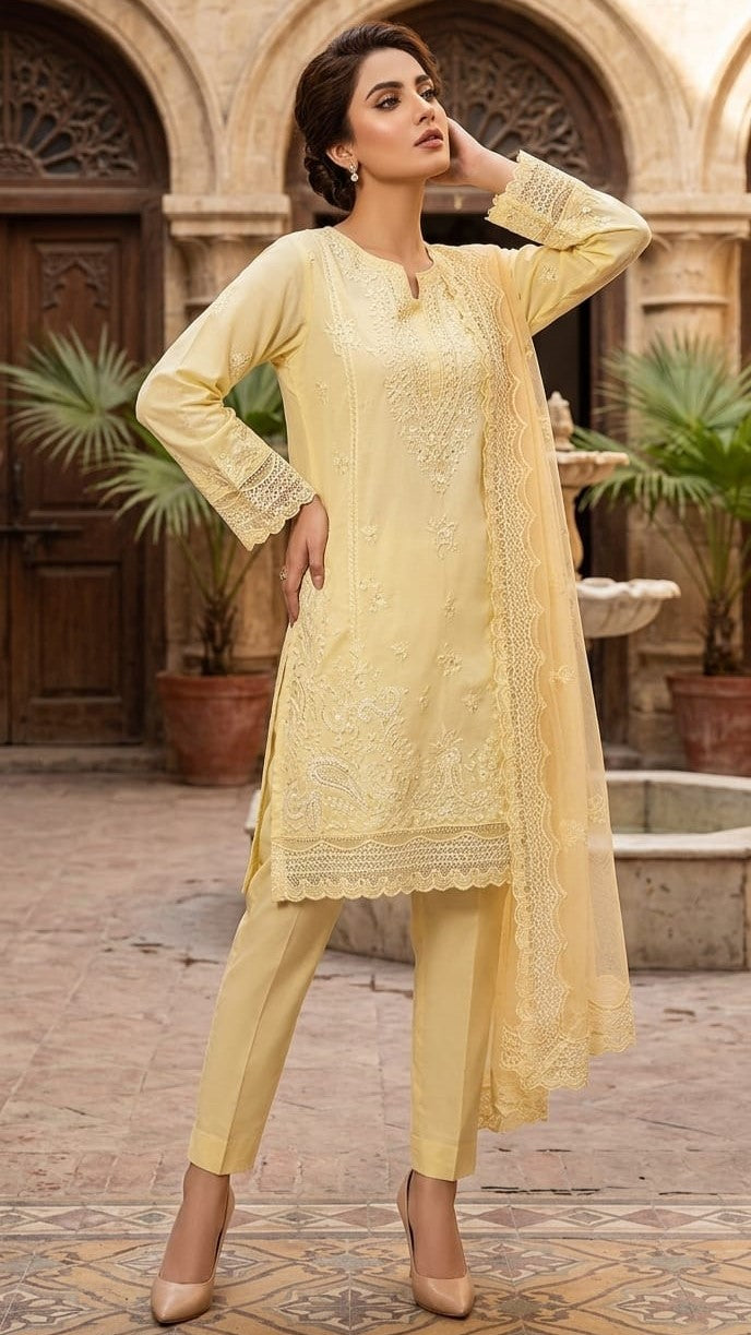 KN-022 Liyana — 3Pc Embroidered Lawn Suit Kinzanadeem