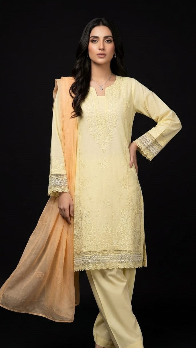KN-022 Liyana — 3Pc Embroidered Lawn Suit Kinzanadeem