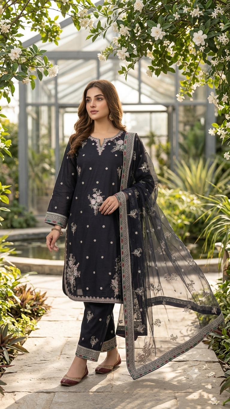 KN-023 Mehran Noor — 3Pc Embroidered Chiffon Suit Kinzanadeem