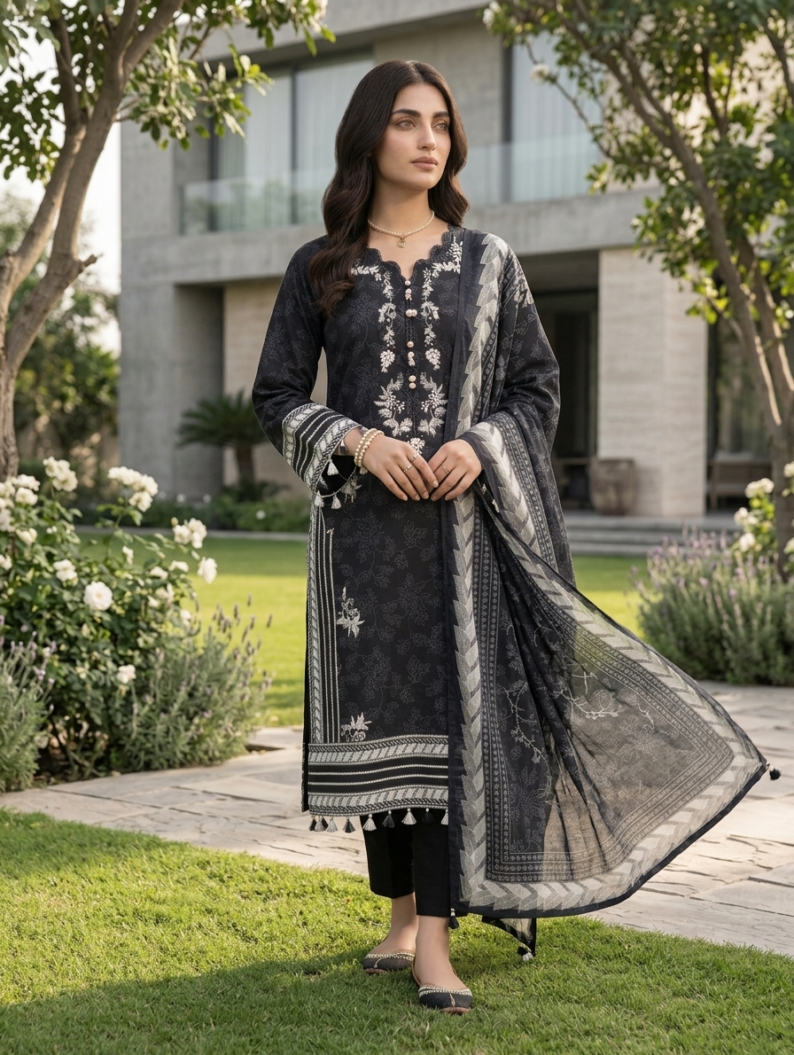 Neelam Noor — 3Pc Embroidered Lawn Suit Kinzanadeem