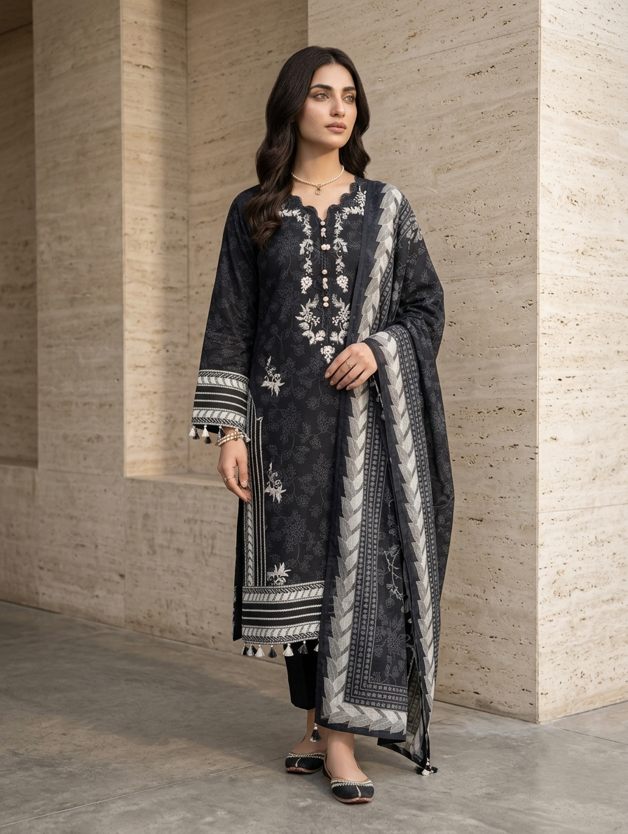 Neelam Noor — 3Pc Embroidered Lawn Suit Kinzanadeem