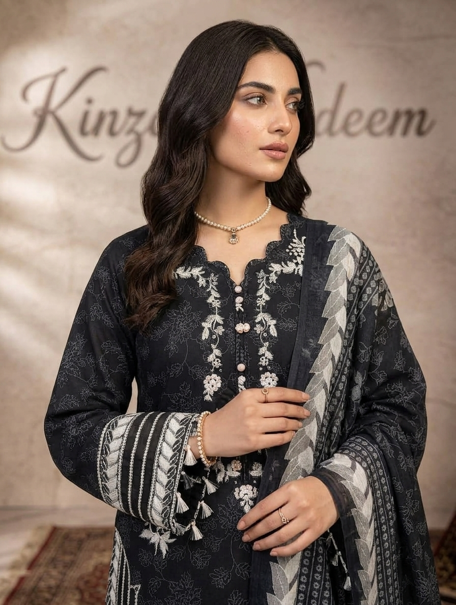 Neelam Noor — 3Pc Embroidered Lawn Suit Kinzanadeem