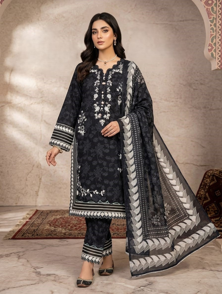 Neelam Noor — 3Pc Embroidered Lawn Suit Kinzanadeem