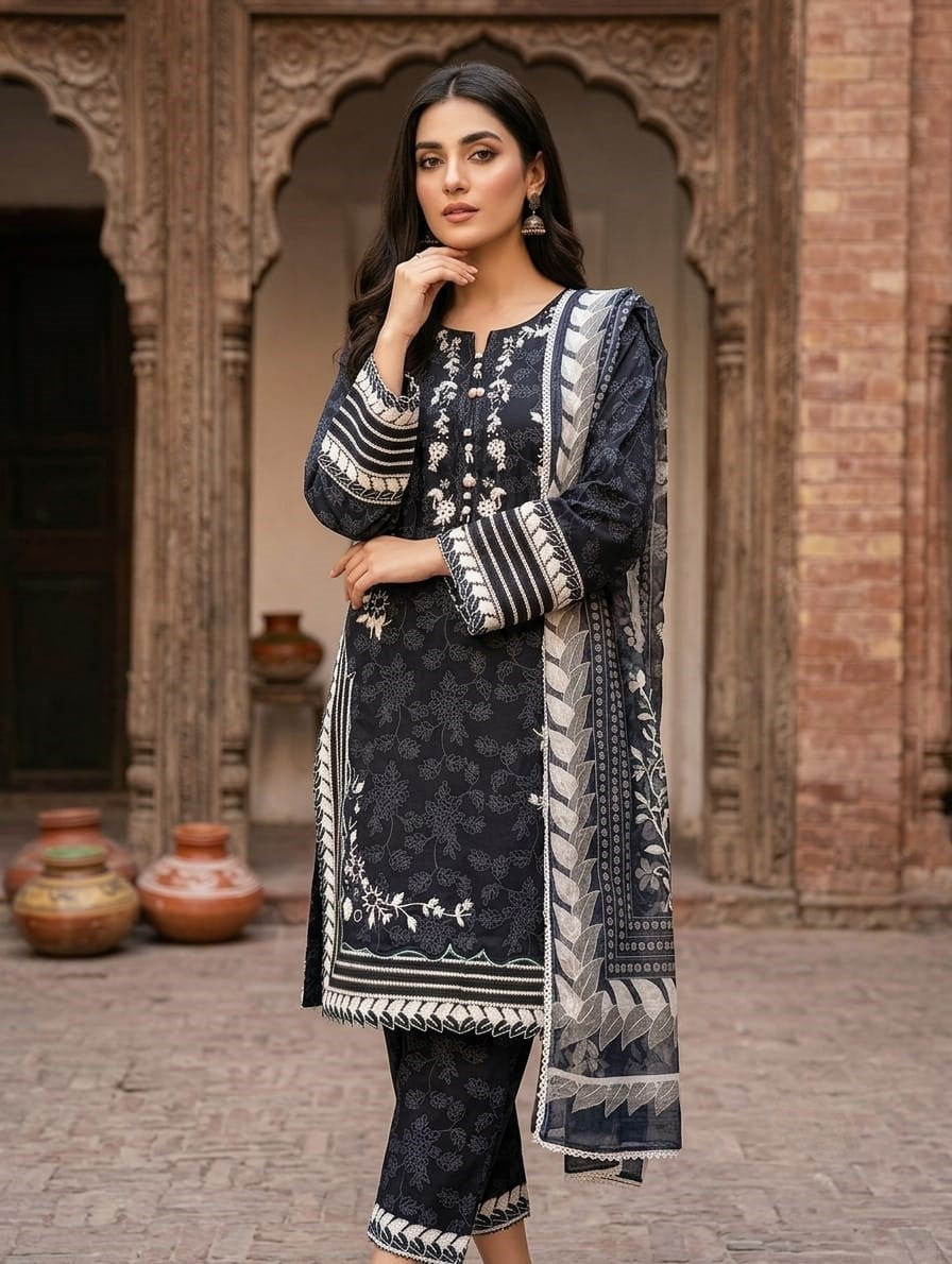 Neelam Noor — 3Pc Embroidered Lawn Suit Kinzanadeem