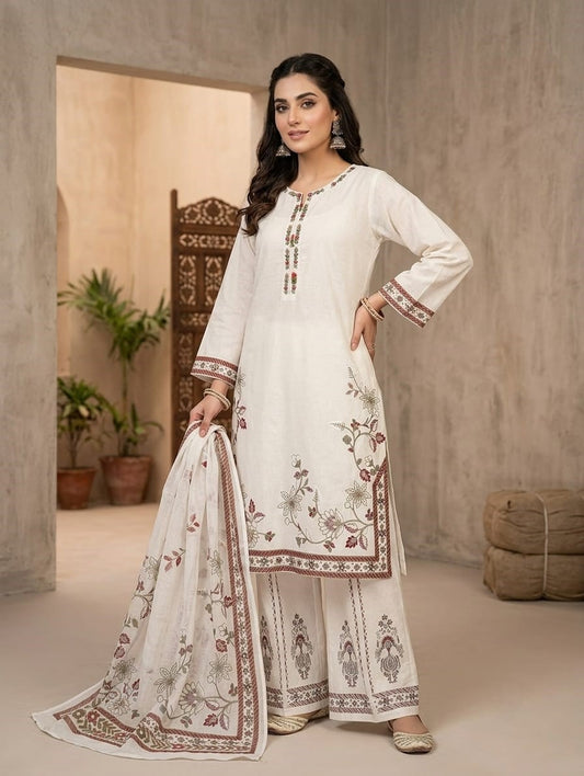 Ivory Mehr — 3Pc Embroidered Lawn Suit Kinzanadeem