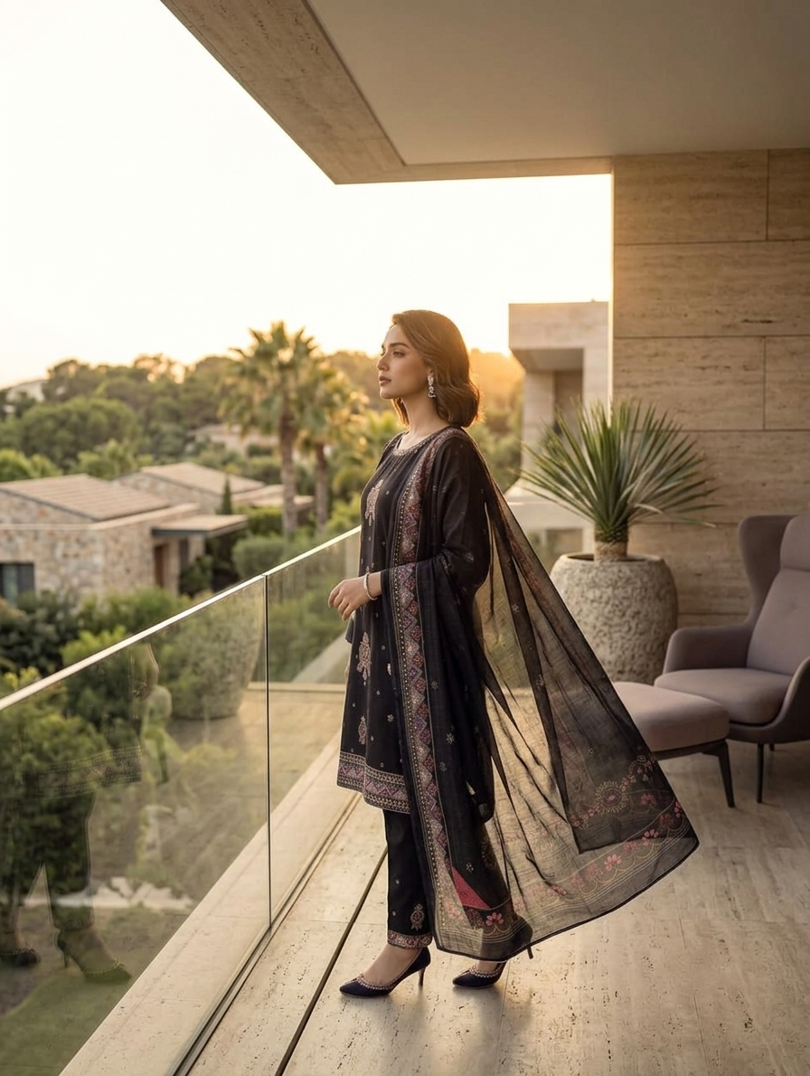 Noir Zariya — 3Pc Embroidered Lawn Suit Kinzanadeem