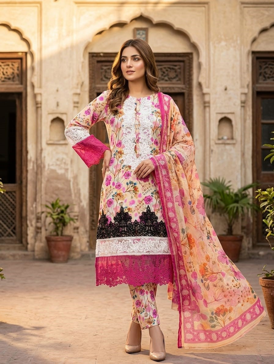 Gulbahar — 3Pc Printed Lawn Suit Kinzanadeem