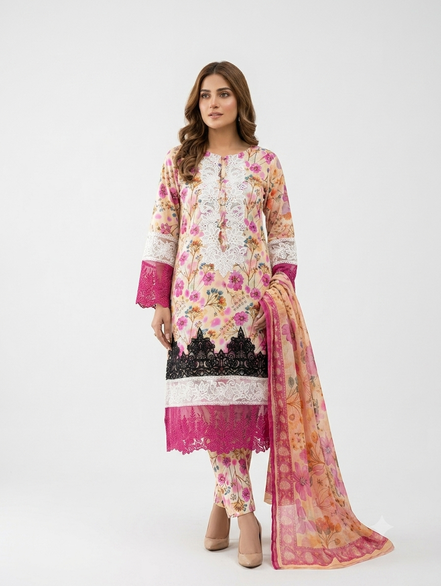 Gulbahar — 3Pc Printed Lawn Suit Kinzanadeem
