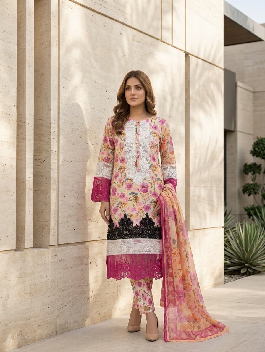 Gulbahar — 3Pc Printed Lawn Suit Kinzanadeem