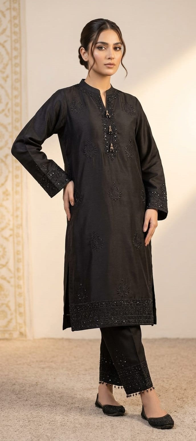 Noir Aura — 3Pc Embroidered Cotton Lawn Suit Kinzanadeem