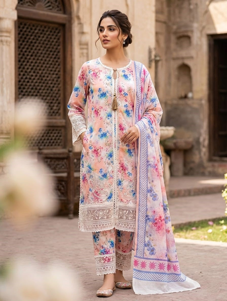Pastel Aira — 3Pc Printed Lawn Suit Kinzanadeem