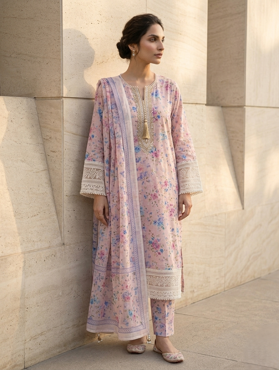 Pastel Aira — 3Pc Printed Lawn Suit Kinzanadeem