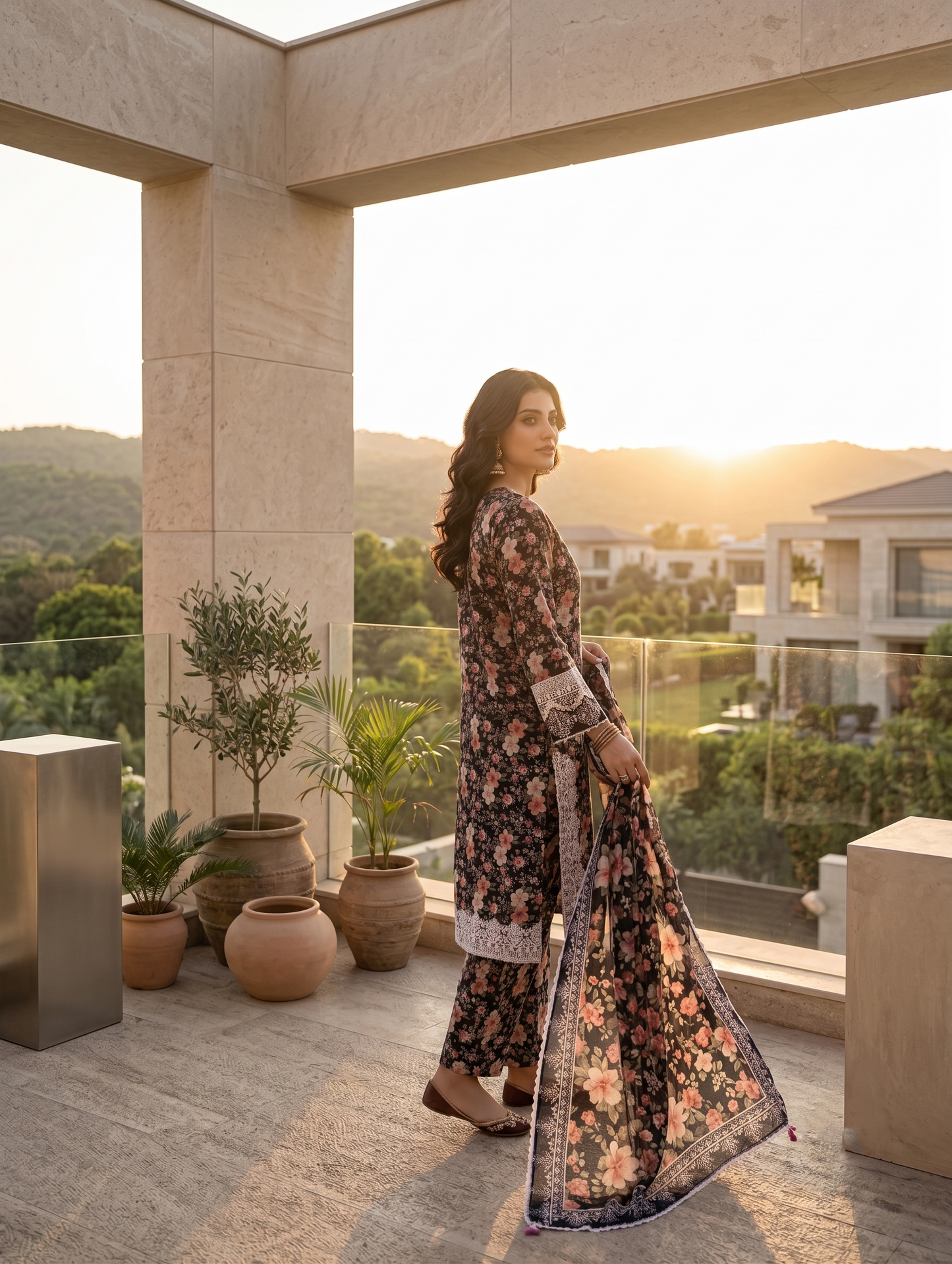 Purple Blossom — 3Pc Printed Lawn Suit Kinzanadeem