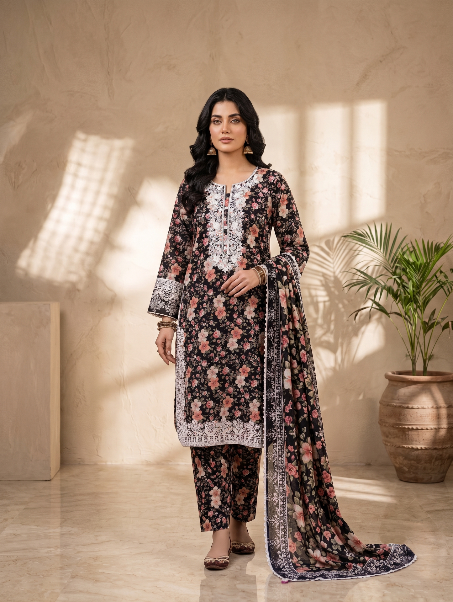 Purple Blossom — 3Pc Printed Lawn Suit Kinzanadeem