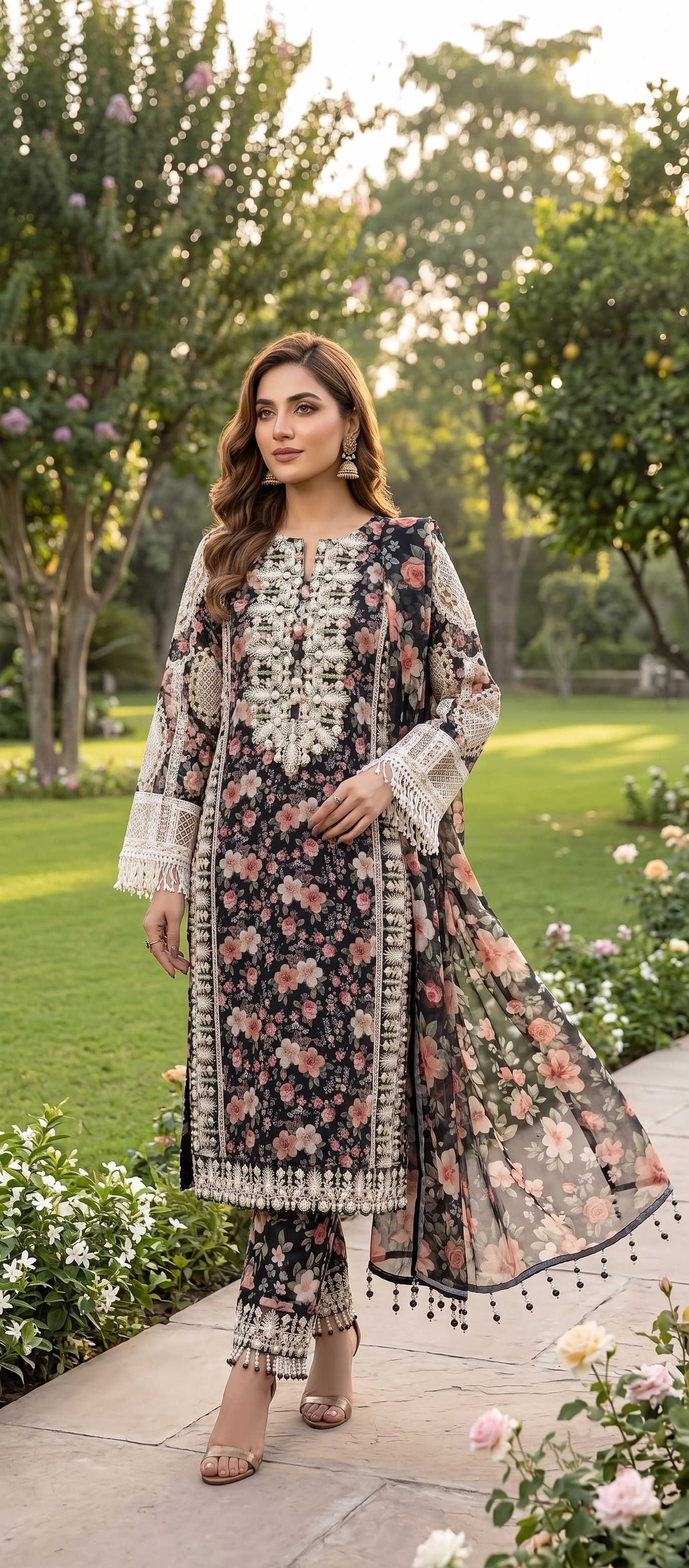 Siyah Gul — 3Pc Embroidered Lawn Suit Kinzanadeem