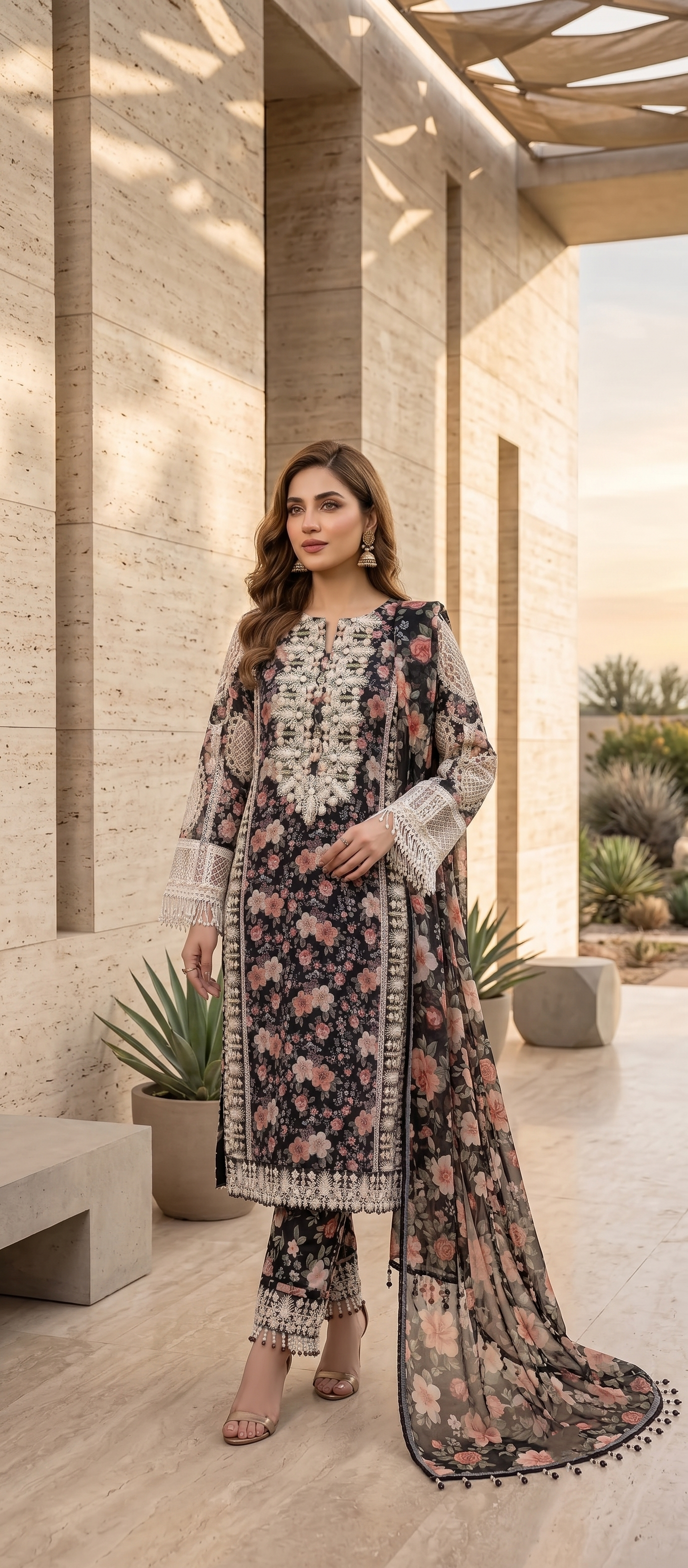 Siyah Gul — 3Pc Embroidered Lawn Suit Kinzanadeem