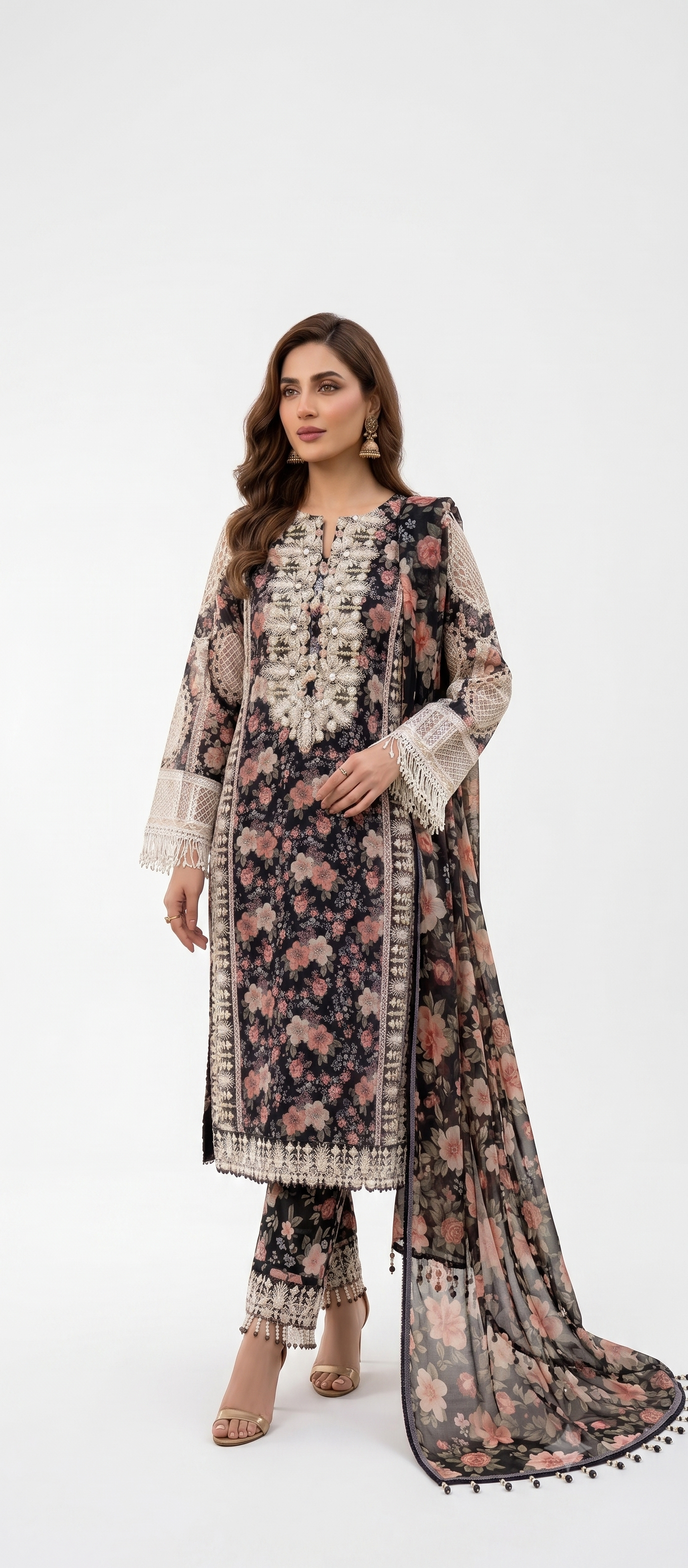 Siyah Gul — 3Pc Embroidered Lawn Suit Kinzanadeem