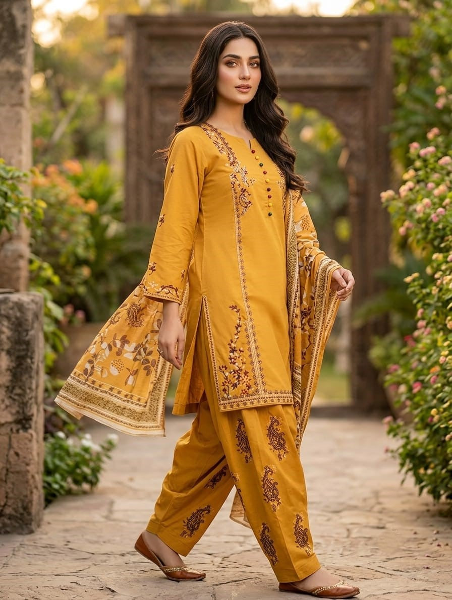 Zareen Paisley — 3Pc Embroidered Lawn Suit Kinzanadeem