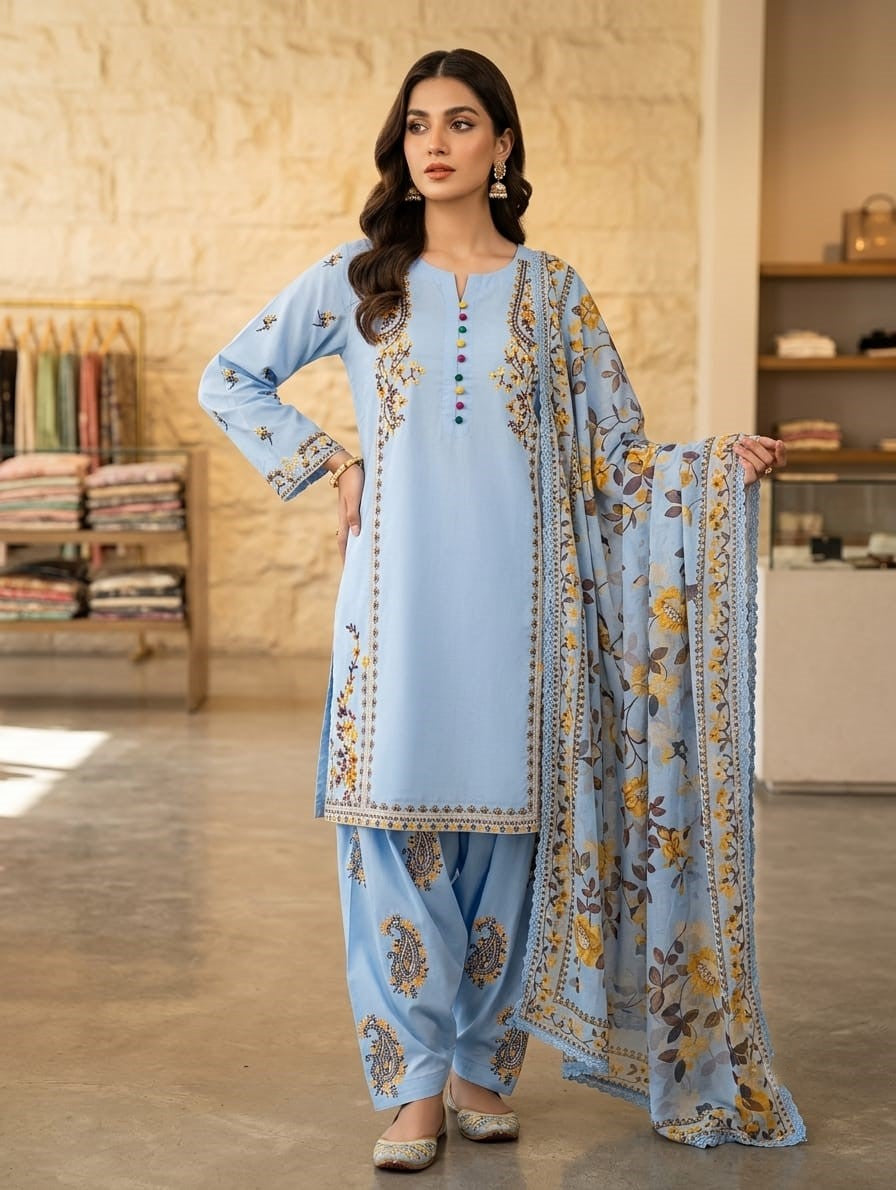 Zareen Paisley — 3Pc Embroidered Lawn Suit Kinzanadeem