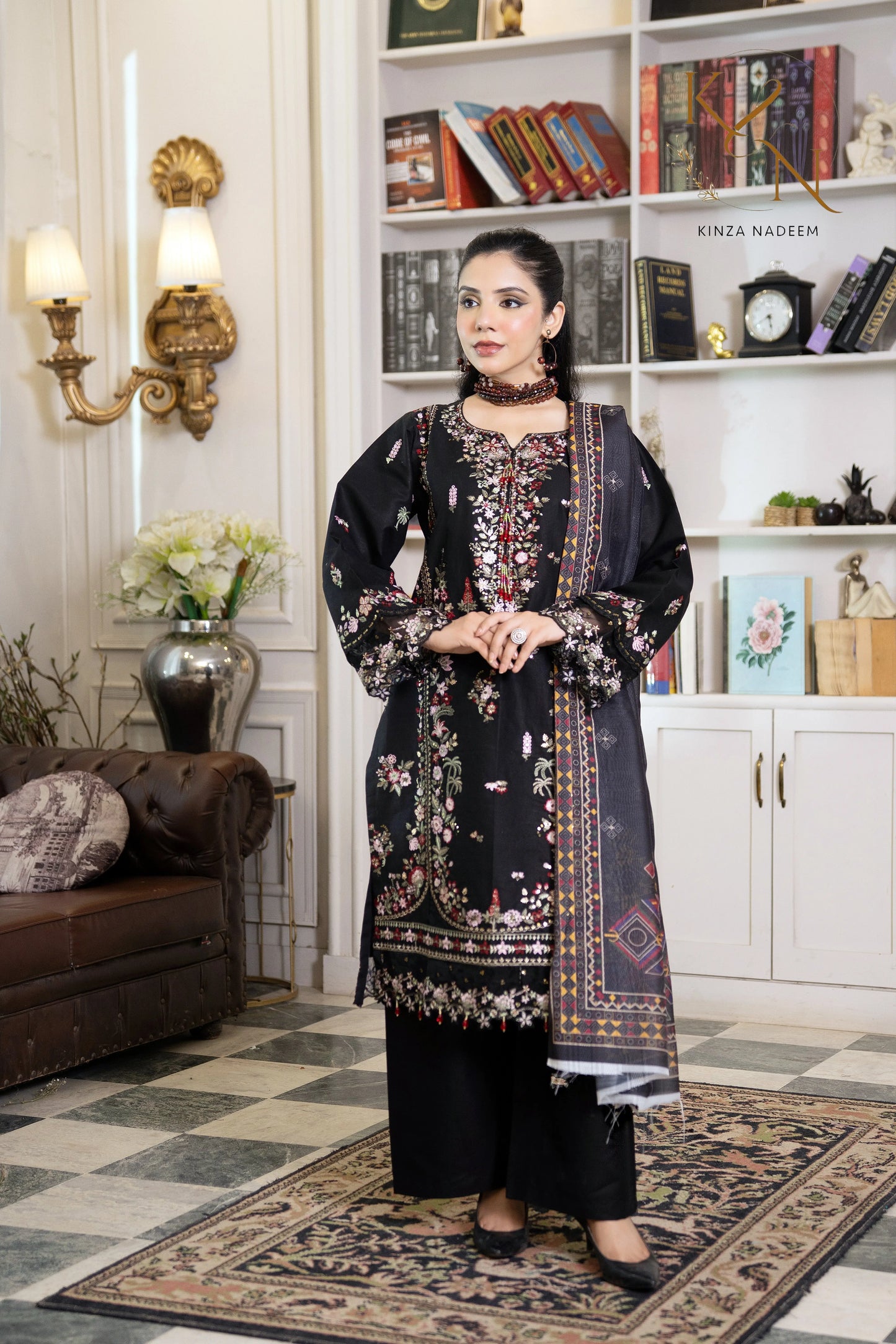 Noir Blossom 3PC Kinza Nadeem